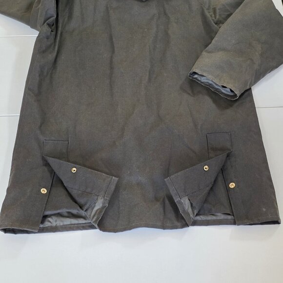 VTG Lavenir Wax Chore Coat Men 36 Military Green LS Lined Cotton Equestrian Hood - Picture 15 of 16